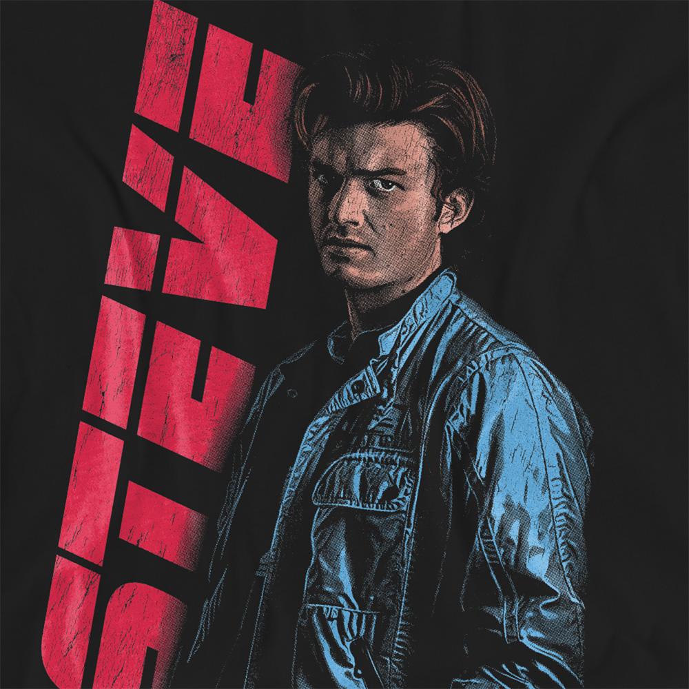 Black - Side - Stranger Things Womens-Ladies Steve Neo Homage T-Shirt