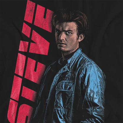 Black - Side - Stranger Things Womens-Ladies Steve Neo Homage T-Shirt