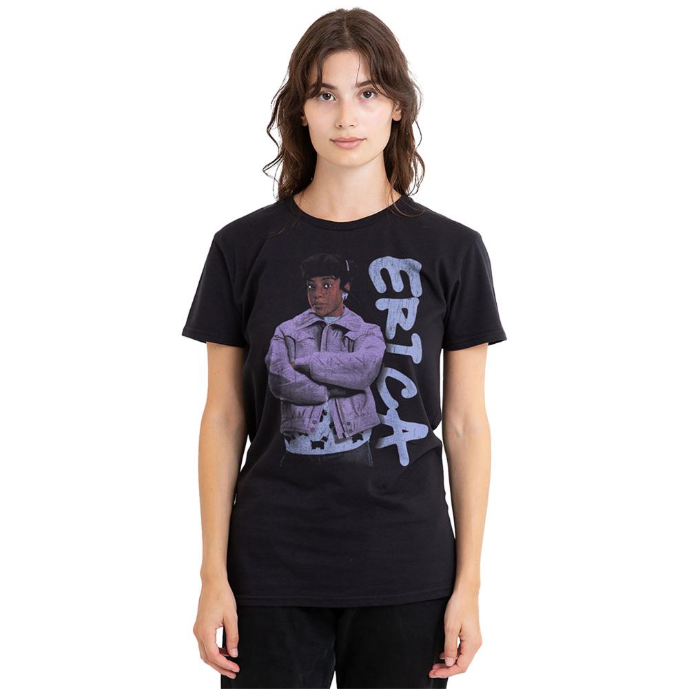 Black - Back - Stranger Things Womens-Ladies Erica Neo Homage T-Shirt