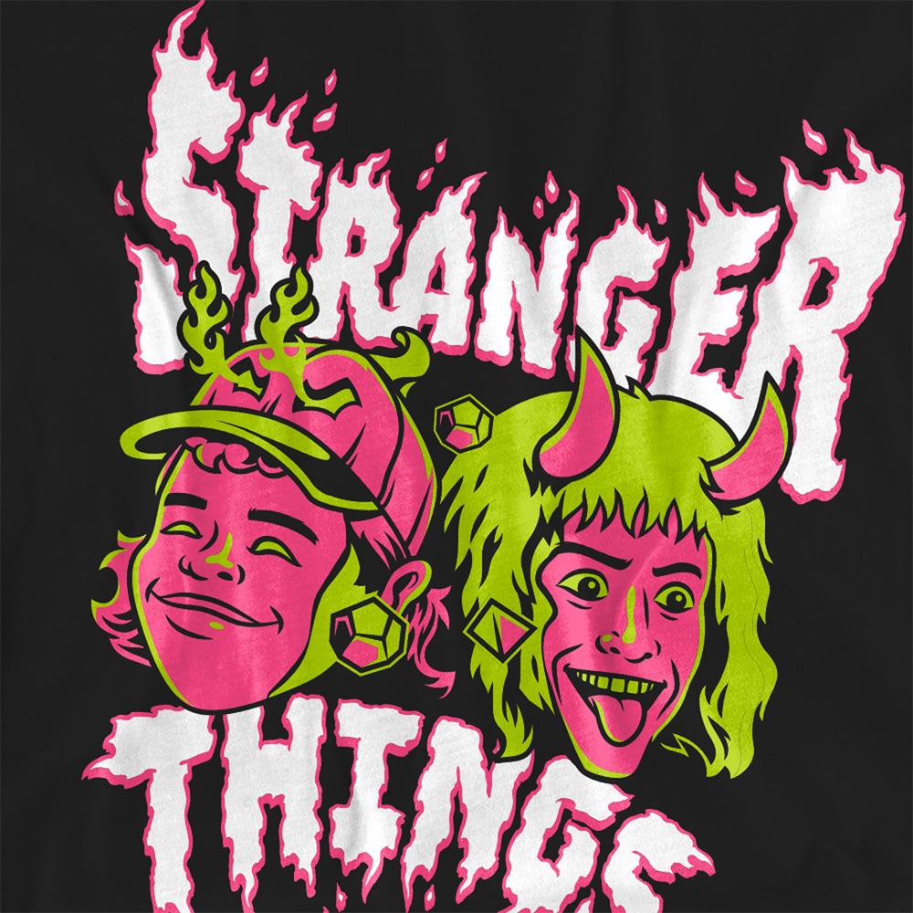 Black - Side - Stranger Things Womens-Ladies Eddie & Dustin T-Shirt