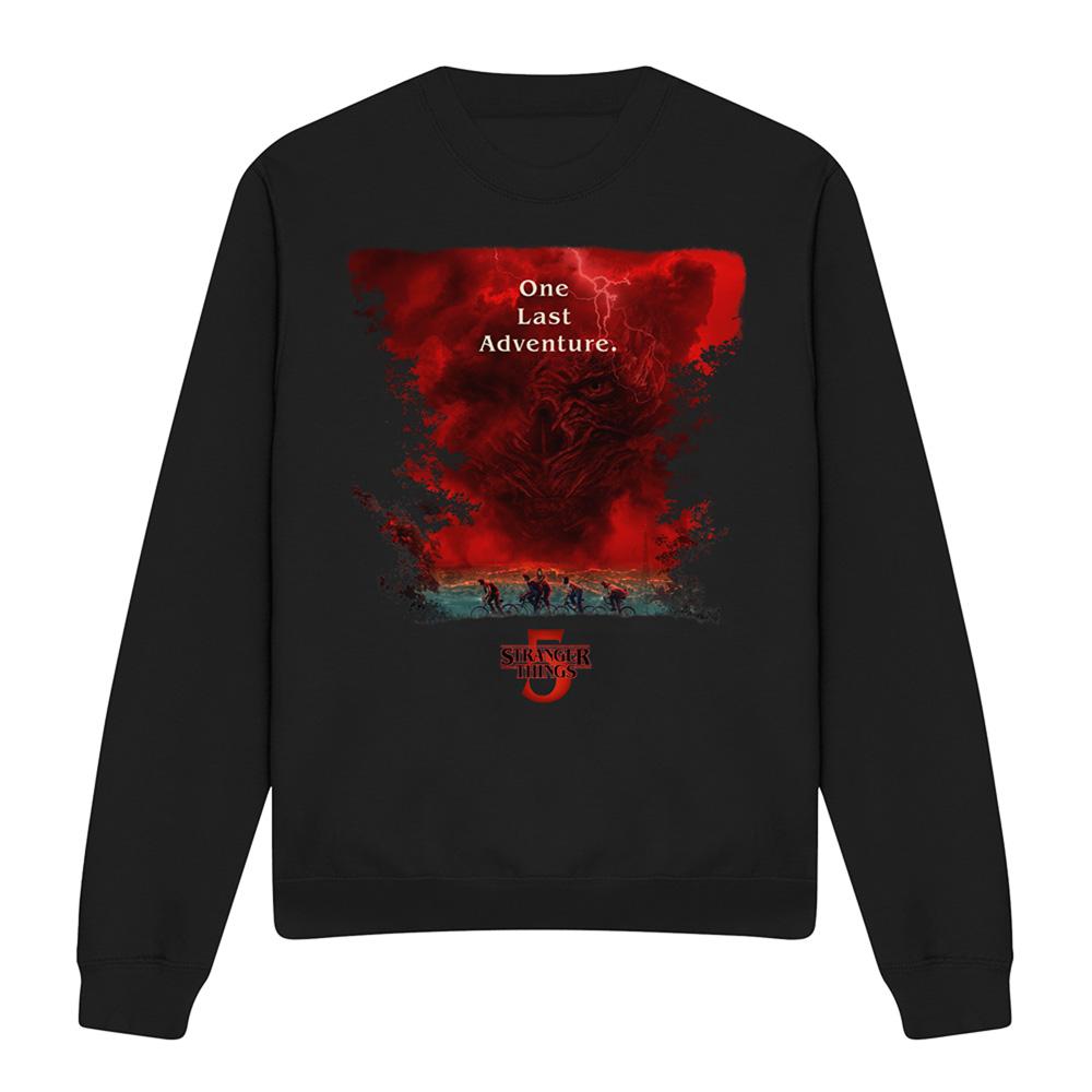 Black - Front - Stranger Things 5 Unisex Adult Vecna Clouds Poster Sweatshirt