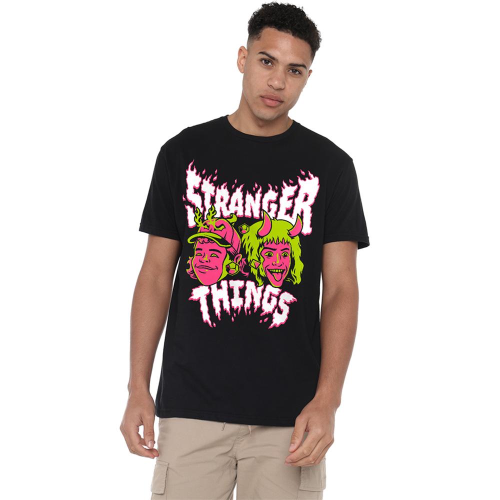 Black - Back - Stranger Things Unisex Adult Eddie & Dustin T-Shirt