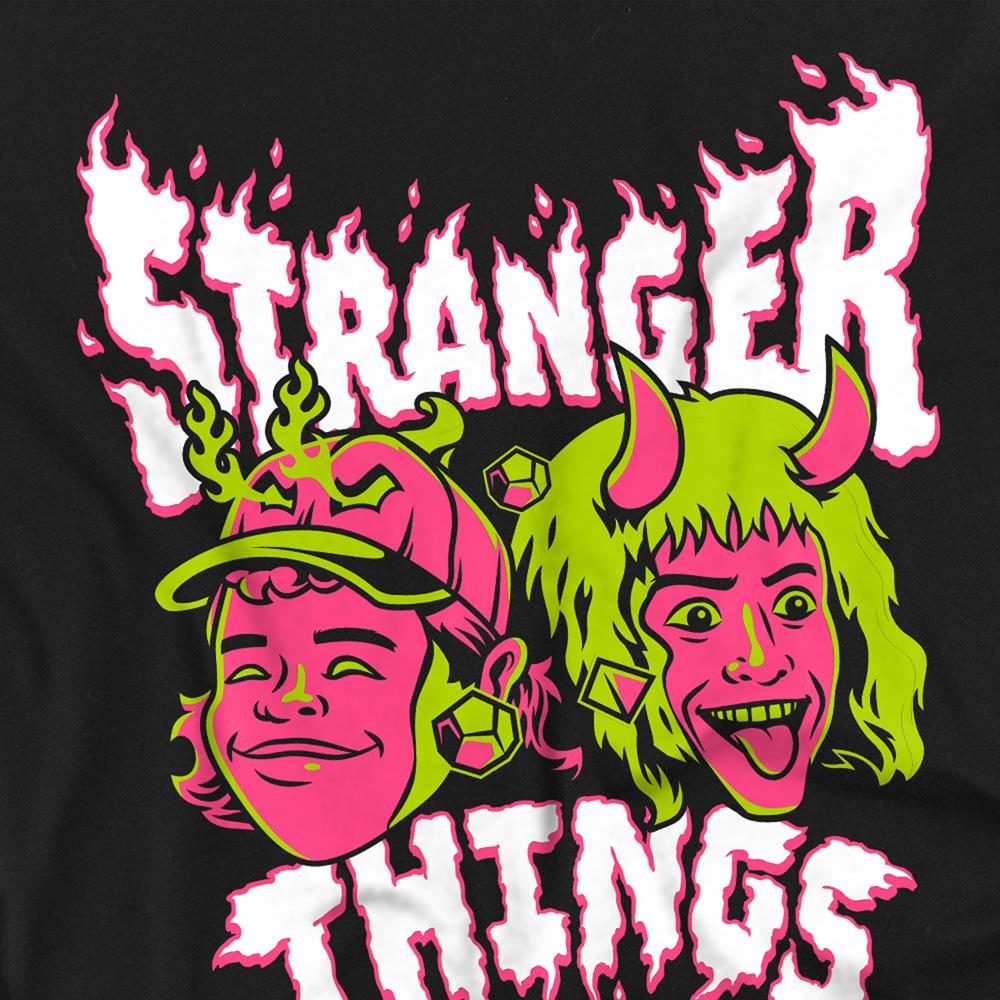Black - Side - Stranger Things Unisex Adult Eddie & Dustin T-Shirt