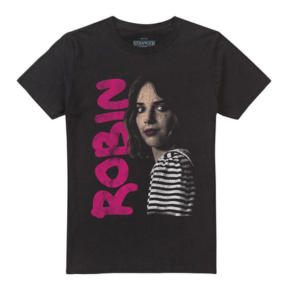 Black - Front - Stranger Things Unisex Adult Robin Neo Homage T-Shirt