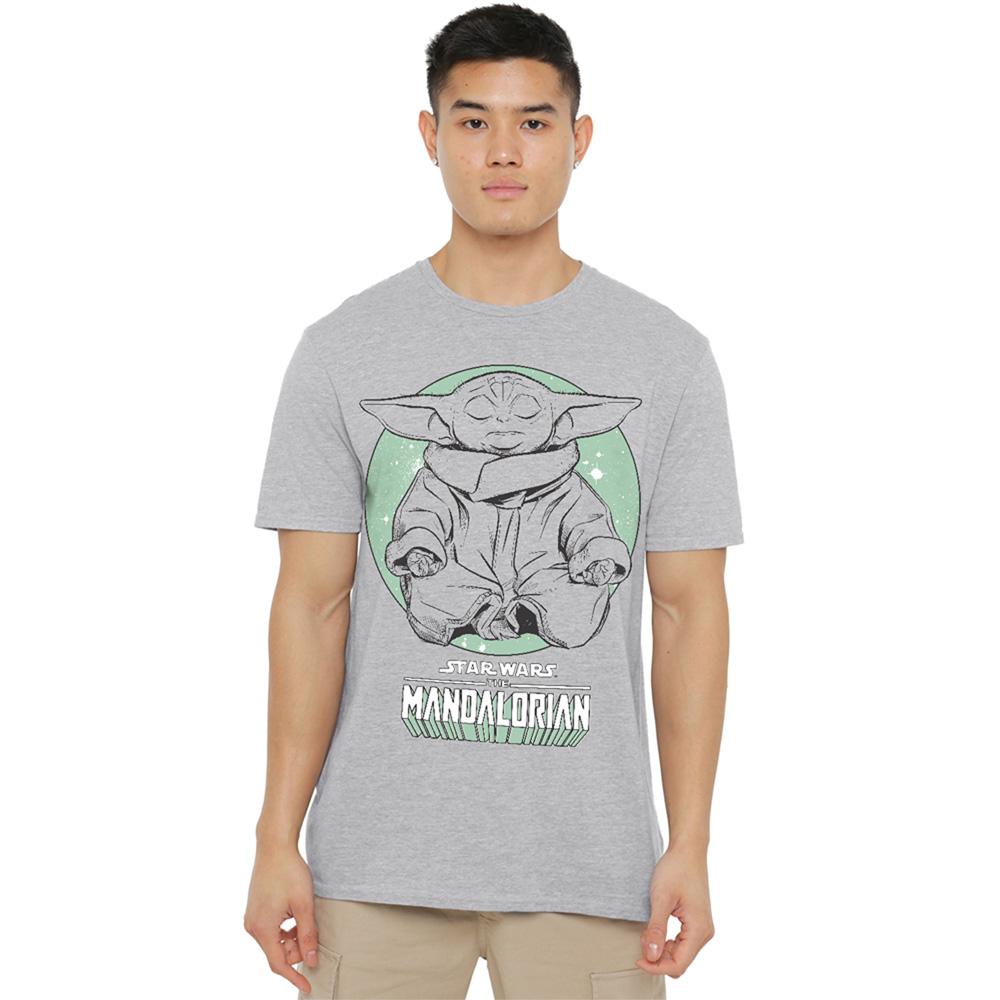 Athletic Heather - Back - Stranger Things Unisex Adult Grogu Yoga Pose T-Shirt