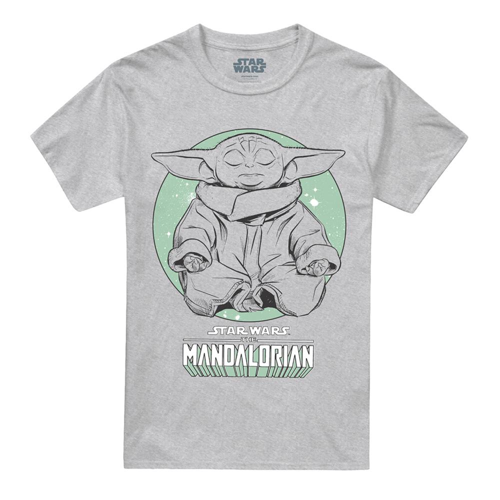 Athletic Heather - Front - Stranger Things Unisex Adult Grogu Yoga Pose T-Shirt