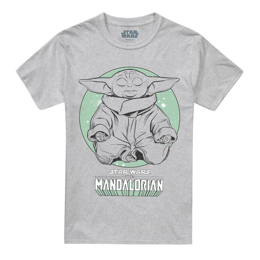 Athletic Heather - Front - Stranger Things Unisex Adult Grogu Yoga Pose T-Shirt