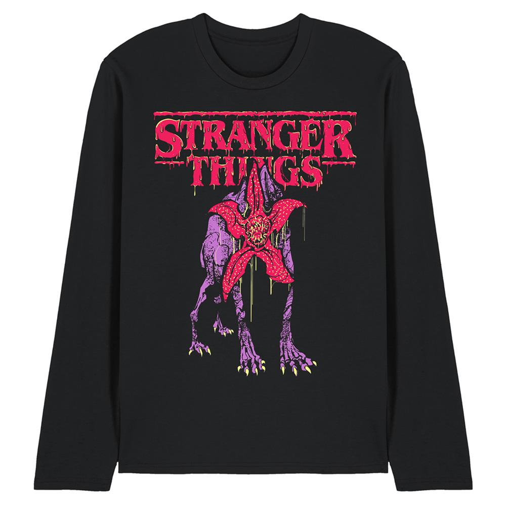Black - Front - Stranger Things Unisex Adult Demodog Drip Long-Sleeved T-Shirt