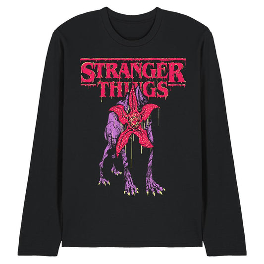 Black - Front - Stranger Things Unisex Adult Demodog Drip Long-Sleeved T-Shirt