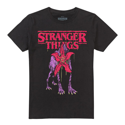 Black - Front - Stranger Things Unisex Adult Demodog Drip T-Shirt