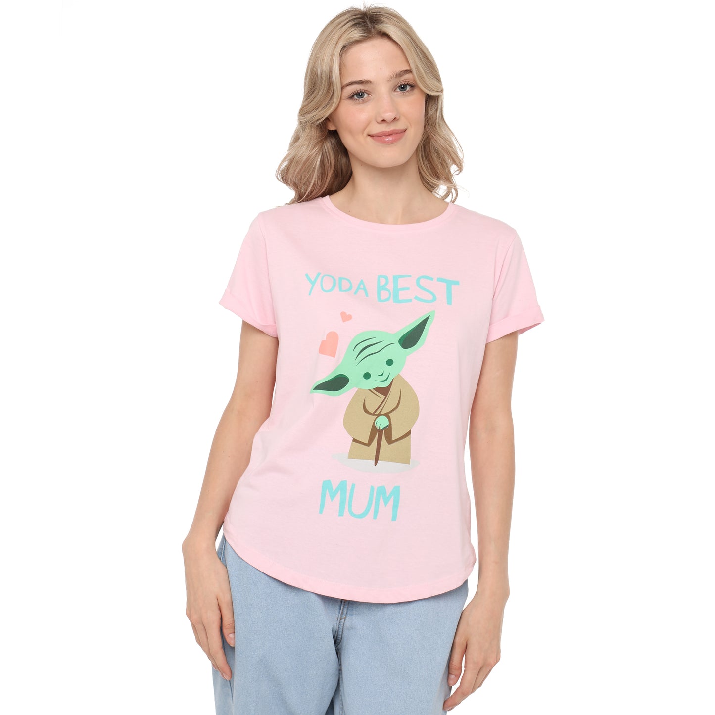 Light Pink - Front - Star Wars The Mandalorian Womens-Ladies Yoda Best Mum T-Shirt