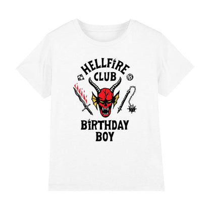 White - Front - Stranger Things Childrens-Kids Hellfire Birthday Boy T-Shirt