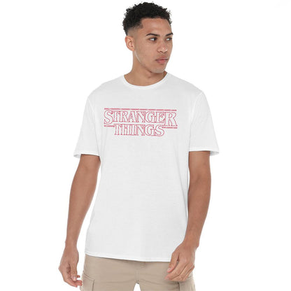 White - Back - Stranger Things Unisex Adult Grid Back Print T-Shirt