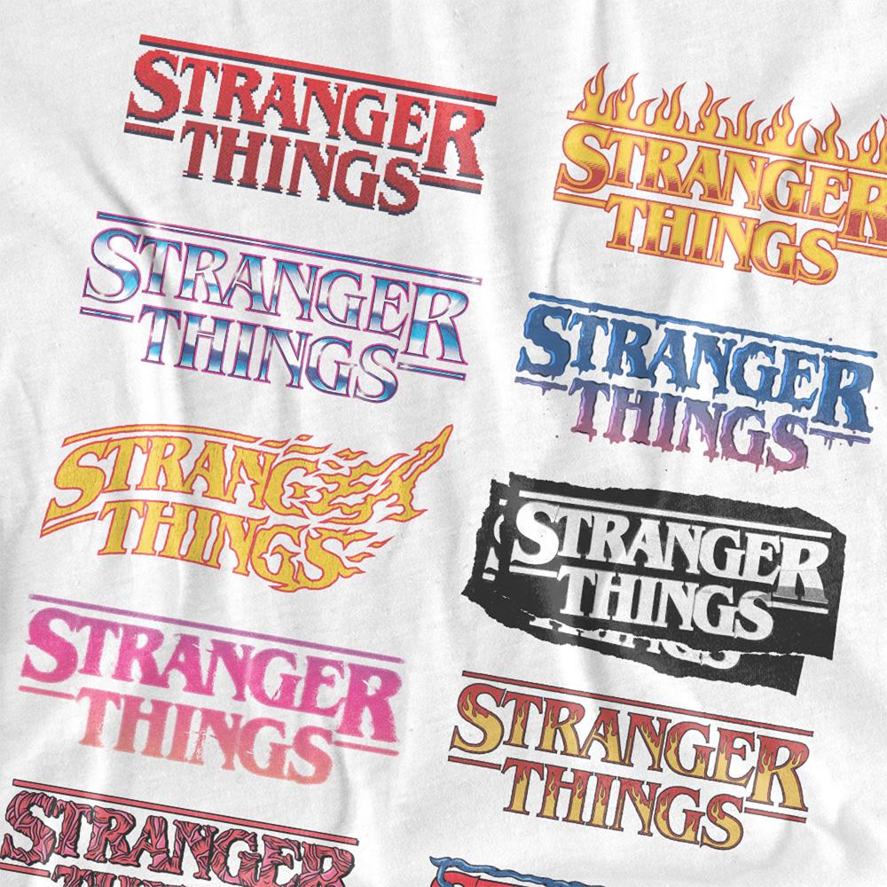 White - Side - Stranger Things Unisex Adult Grid Back Print T-Shirt