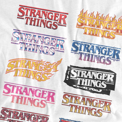White - Side - Stranger Things Unisex Adult Grid Back Print T-Shirt