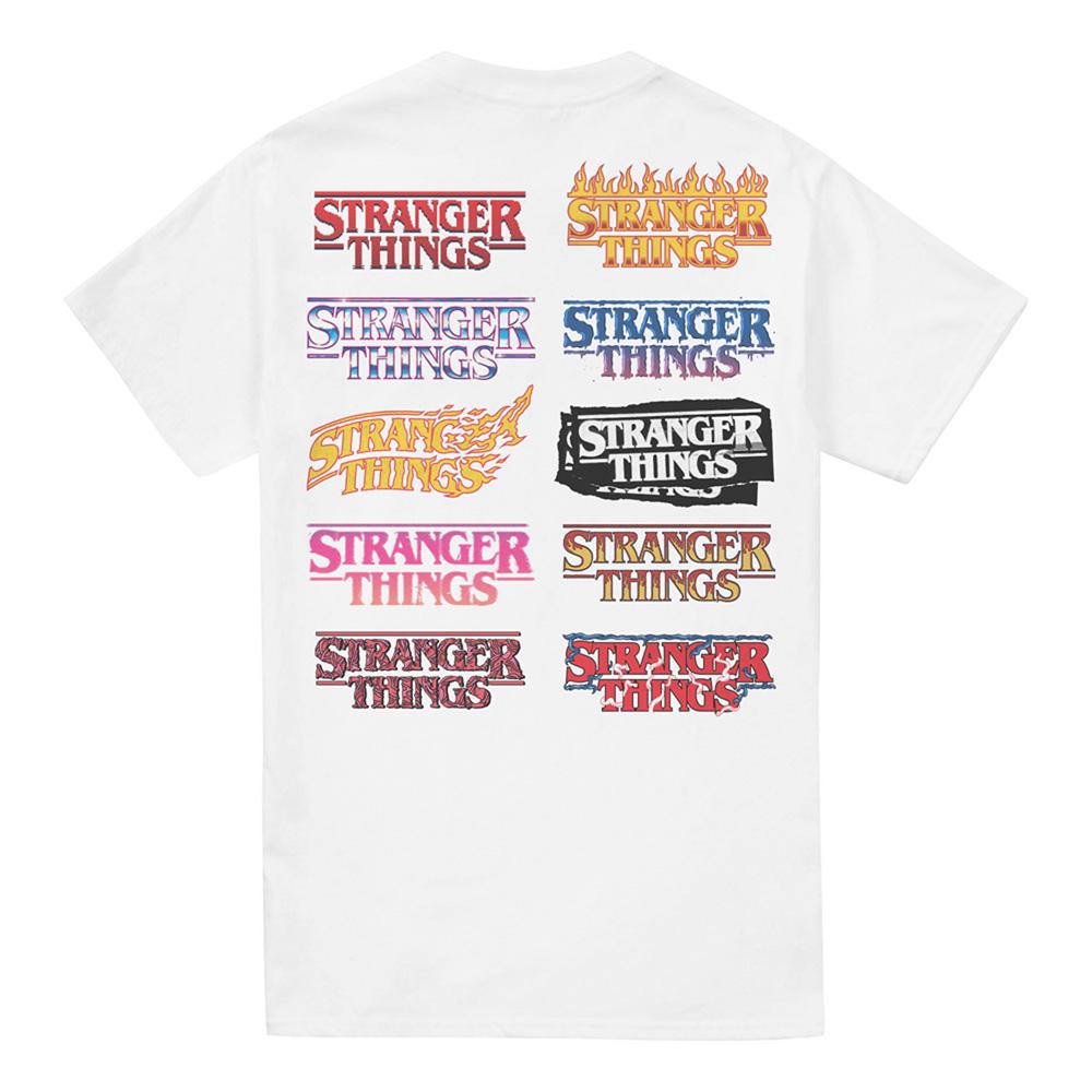 White - Pack Shot - Stranger Things Unisex Adult Grid Back Print T-Shirt