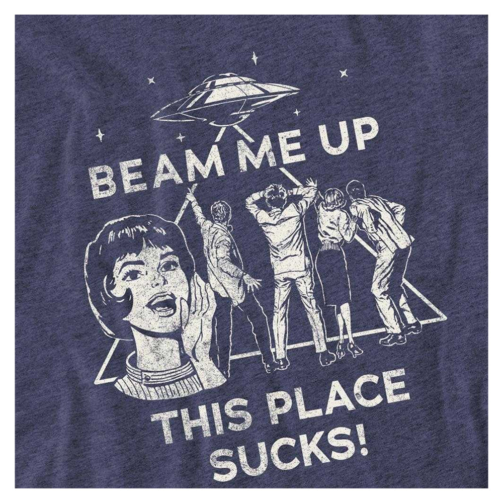 Navy - Side - Stranger Things Unisex Adult Beam Me Up Heather T-Shirt