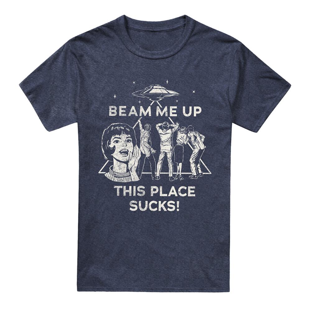 Navy - Front - Stranger Things Unisex Adult Beam Me Up Heather T-Shirt