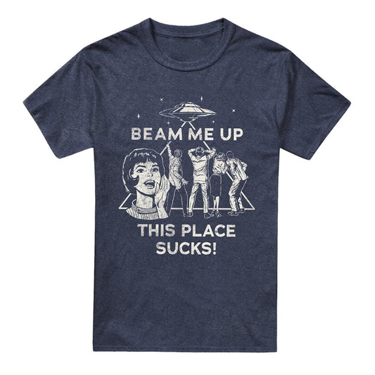 Navy - Front - Stranger Things Unisex Adult Beam Me Up Heather T-Shirt