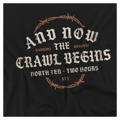 Black - Side - Stranger Things Unisex Adult The Crawl Begins T-Shirt