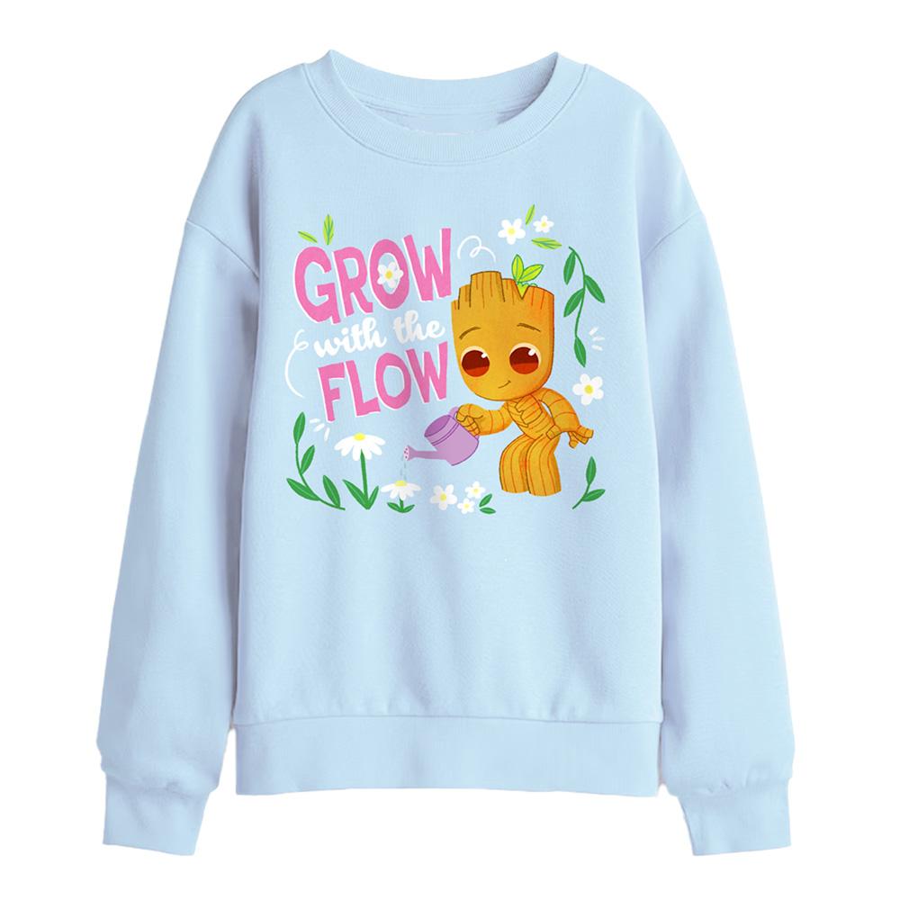Light Blue - Front - Guardians Of The Galaxy Childrens-Kids Grow With The Flow Groot Sweatshirt