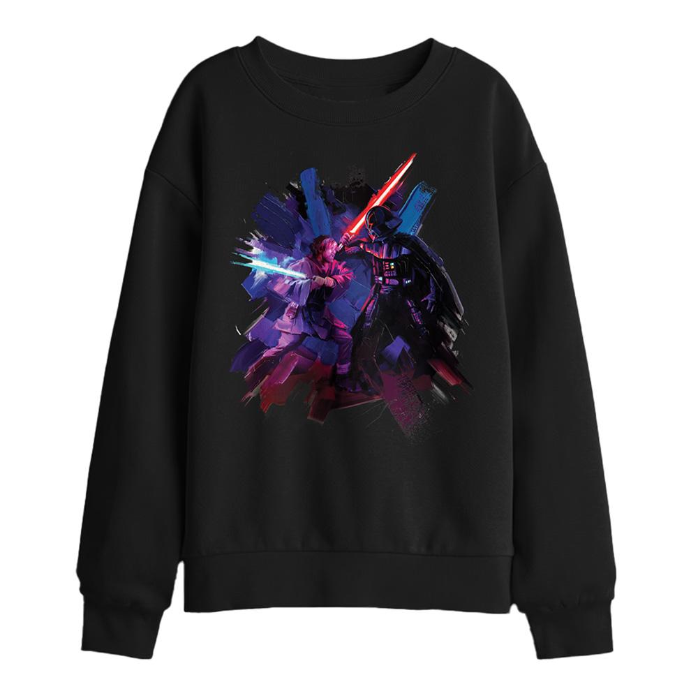 Black - Front - Star Wars: Obi-Wan Kenobi Childrens-Kids Darth Vader Painted Sweatshirt