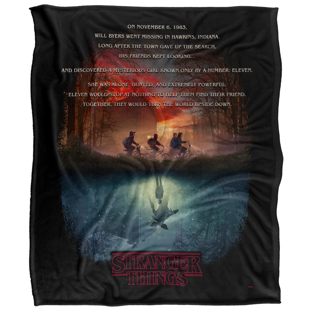 Black-Multicoloured - Front - Stranger Things Upside Down Silky Poster Supersoft Throw