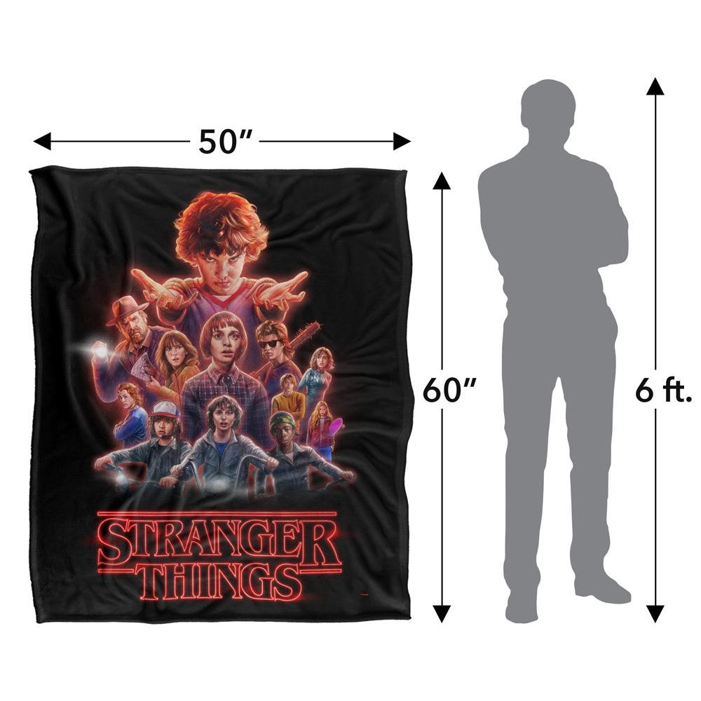 Black-Multicoloured - Side - Stranger Things 2 Silky Heroes Supersoft Throw