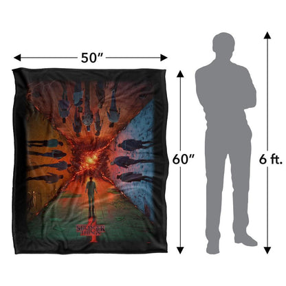 Black-Multicoloured - Side - Stranger Things 4 Silky Poster Supersoft Throw