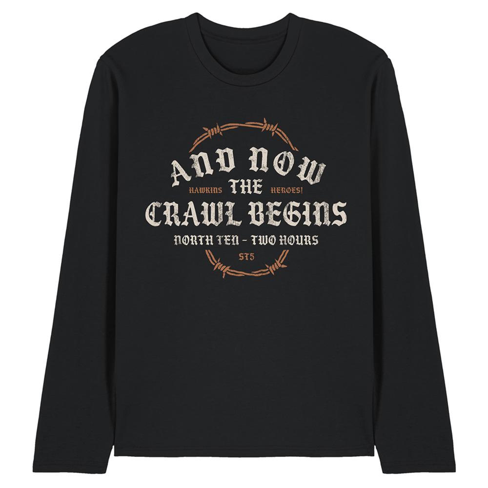 Black - Front - Stranger Things Unisex Adult The Crawl Begins Long-Sleeved T-Shirt