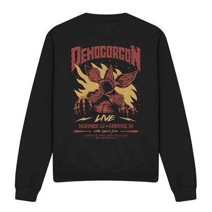 Black - Front - Stranger Things Unisex Adult Demogorgon Live Sweatshirt