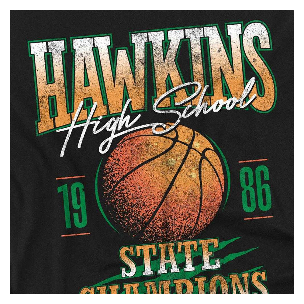 Black - Side - Stranger Things Unisex Adult Hawkins Champions Long-Sleeved T-Shirt