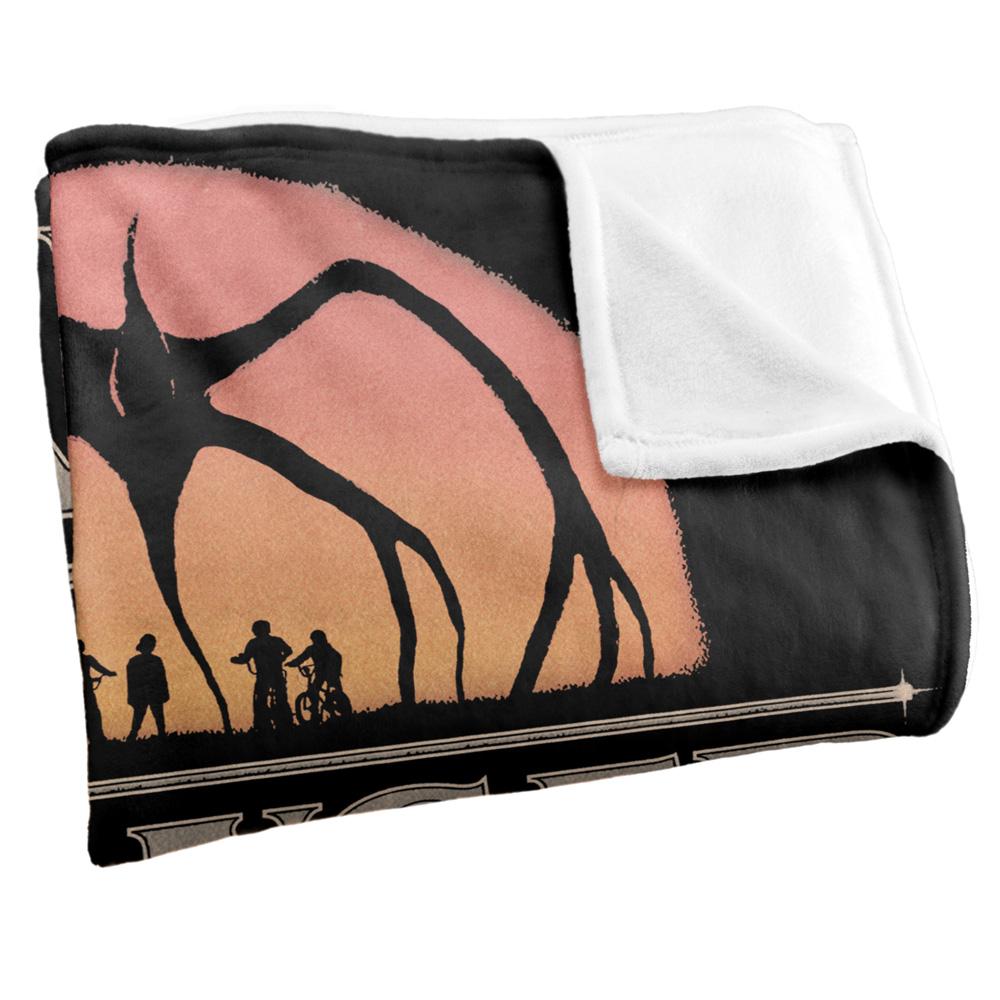 Black-Multicoloured - Back - Stranger Things Silky Sunset Logo Supersoft Throw