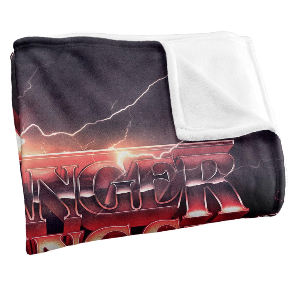 Black-Multicoloured - Back - Stranger Things Silky Lightning Logo Supersoft Throw