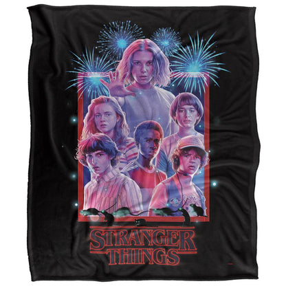 Black-Multicoloured - Front - Stranger Things 3 July 4Th Silky Supersoft Throw