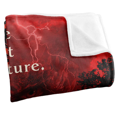 Black-Red-White - Back - Stranger Things Silky Clouds Poster Vecna Supersoft Throw