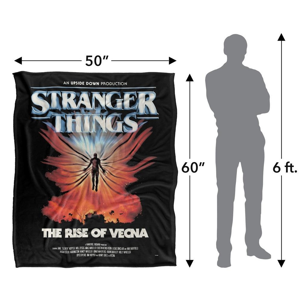 Black-Multicoloured - Side - Stranger Things The Rise Of Vecna Silky Poster Supersoft Throw