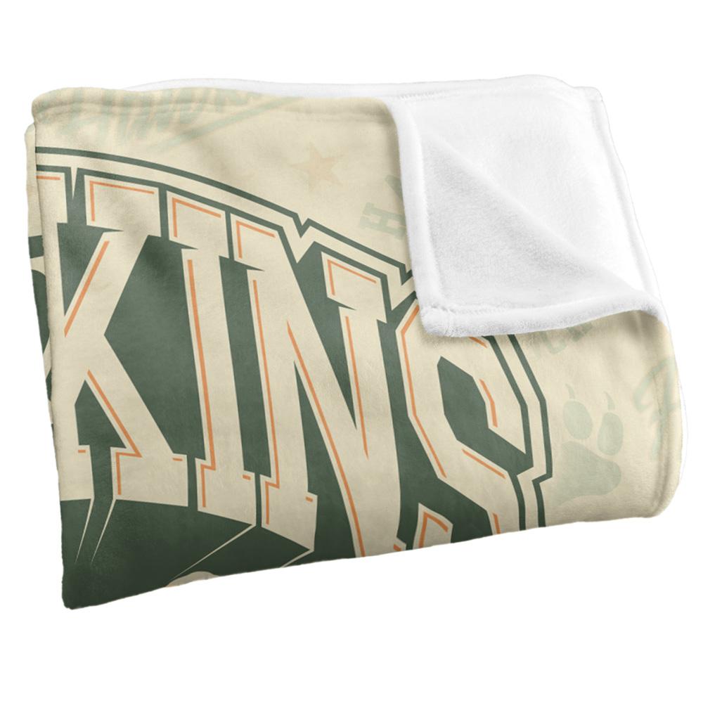 Light Cream-Green-Orange - Back - Stranger Things Hawkins High Silky Retro Supersoft Throw