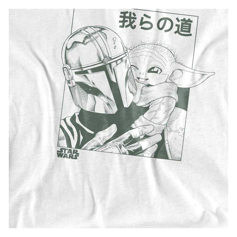 White - Side - Star Wars: The Mandalorian Childrens-Kids Grogu And Mando T-Shirt