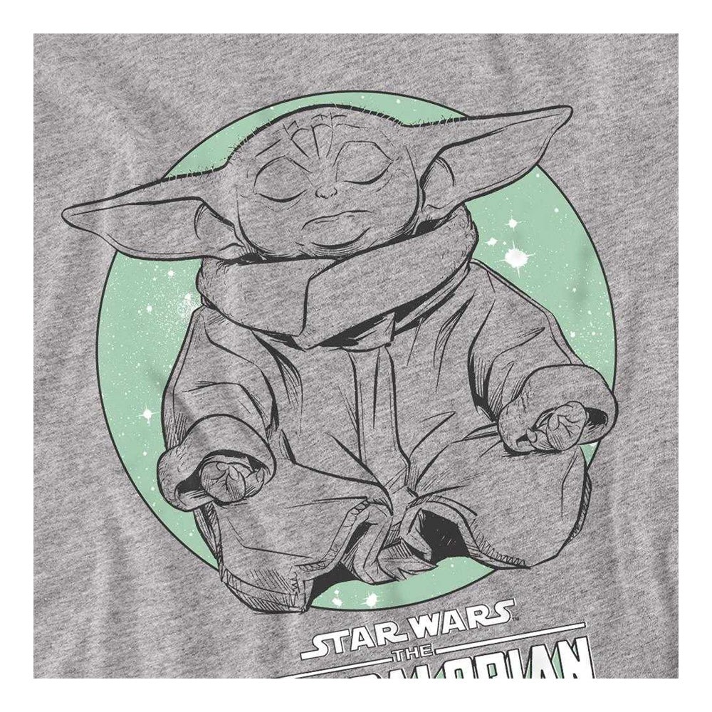 Athletic Heather - Side - Star Wars: The Mandalorian Unisex Adult Grogu Yoga Pose Long-Sleeved T-Shirt