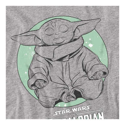 Athletic Heather - Side - Star Wars: The Mandalorian Unisex Adult Grogu Yoga Pose Long-Sleeved T-Shirt