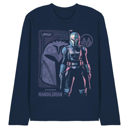 Navy - Front - Star Wars: The Mandalorian Unisex Adult Bo-Katan Kryze Hero Long-Sleeved T-Shirt