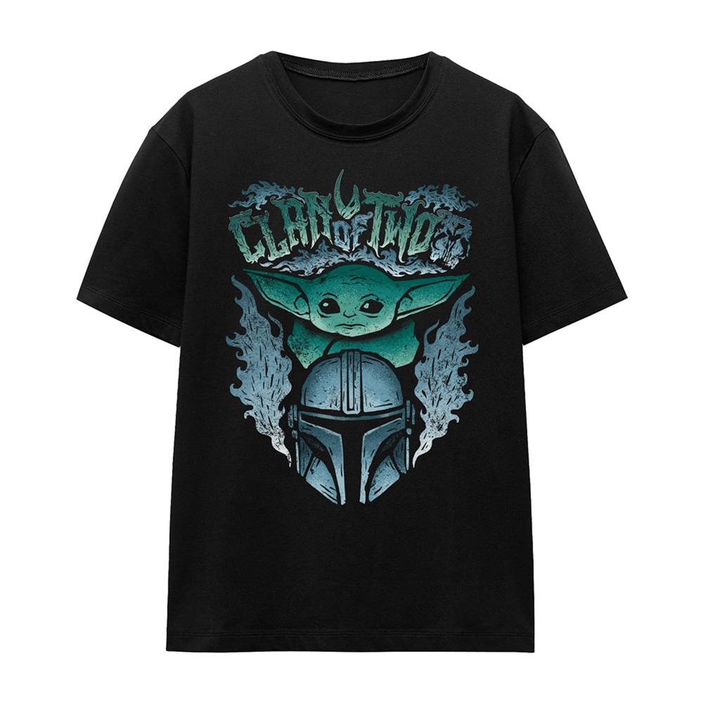 Black - Front - Star Wars: The Mandalorian Womens-Ladies Clan Of Two Metal T-Shirt