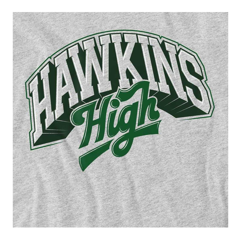 Athletic Heather - Side - Stranger Things Unisex Adult Hawkins High Logo T-Shirt