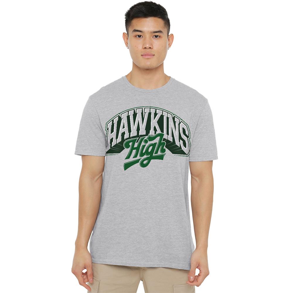 Athletic Heather - Lifestyle - Stranger Things Unisex Adult Hawkins High Logo T-Shirt