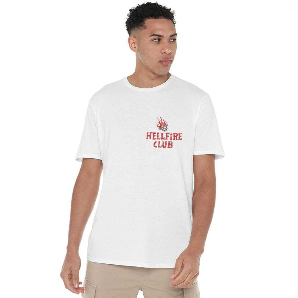 White - Lifestyle - Stranger Things Unisex Adult Hellfire Wanted Poster T-Shirt