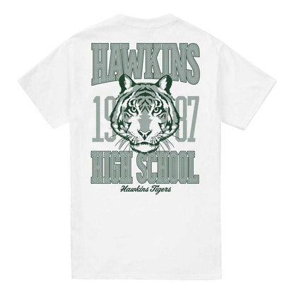 White - Back - Stranger Things Unisex Adult Hawkins High 1987 Back Print T-Shirt