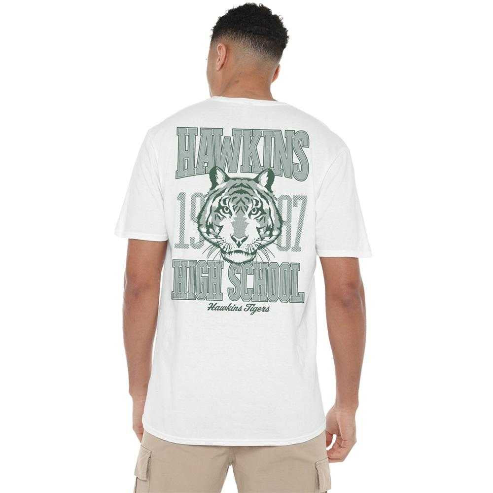 White - Pack Shot - Stranger Things Unisex Adult Hawkins High 1987 Back Print T-Shirt