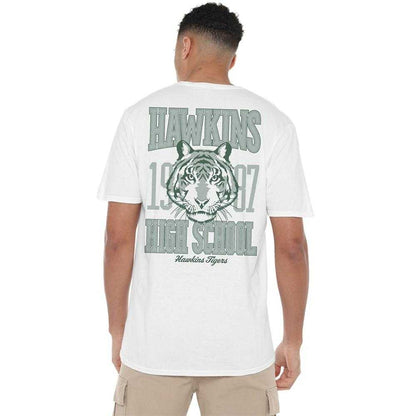 White - Pack Shot - Stranger Things Unisex Adult Hawkins High 1987 Back Print T-Shirt