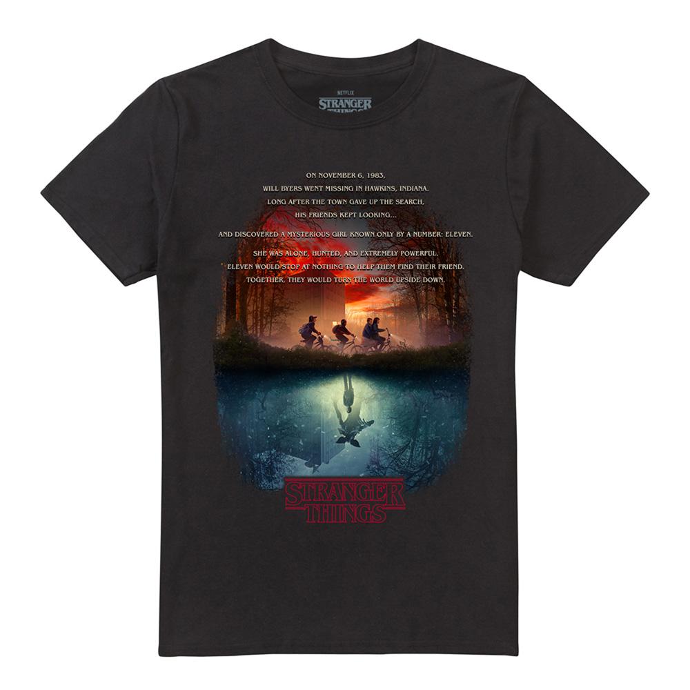 Black - Front - Stranger Things Unisex Adult Upside Down Poster T-Shirt